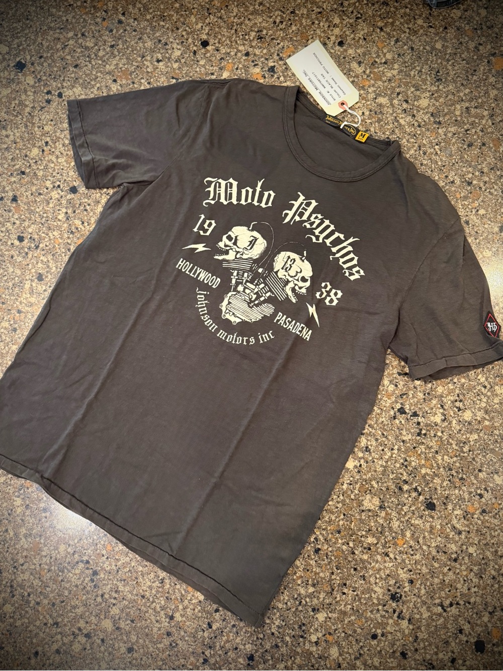 Johnson Motors “Moto Psychos” vintage slub moto tee. NWT